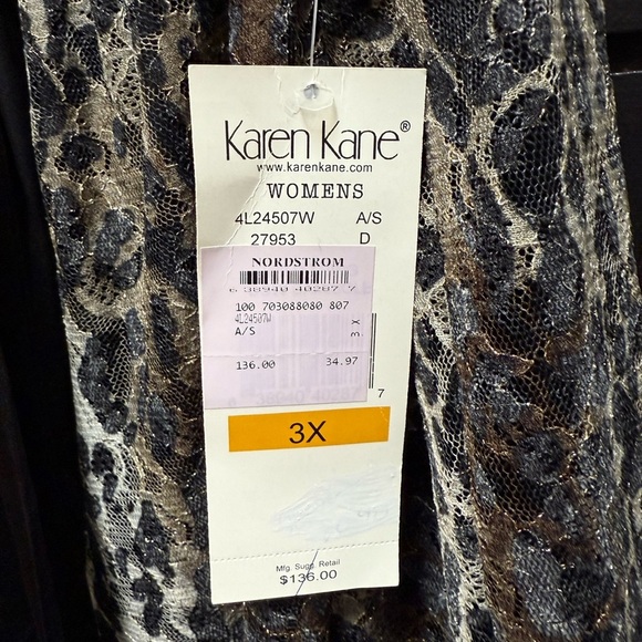 Karen Kane Animal Print Lace Overlay Top 3X NWT - Picture 2 of 4